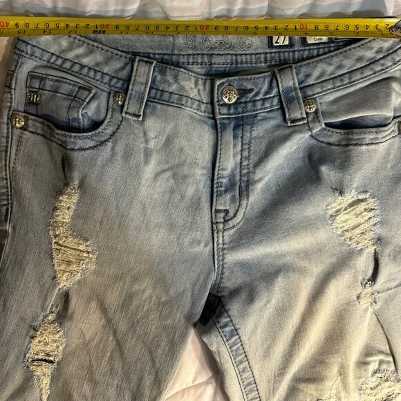 Miss Me Jeans Size 27 Inseam 23 inches Boyfriend Capri Weathered - Picture 13 of 14